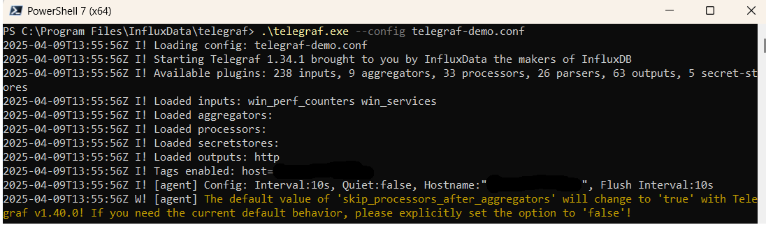 Powershell Telegraf information